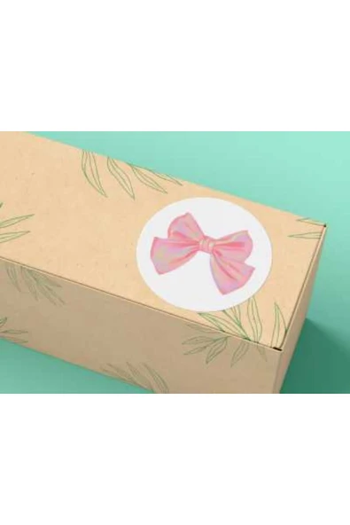 Fiyonklu Etiket Pembe Fiyonk Yuvarlak Mat Çıkartma Round Sticker 4 Cm (20 Adet) ürün görseli 1