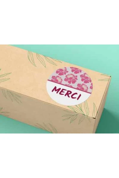 Merci Sticker Mat Yuvarlak Teşekkür Etiketi Mersi 4 Cm (40 ADET) ürün görseli 1