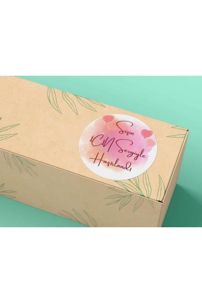 Sizin Için Sevgiyle Hazırlandı Sticker Mat Etiket 4 Cm (40 Adet) ürün görseli 1