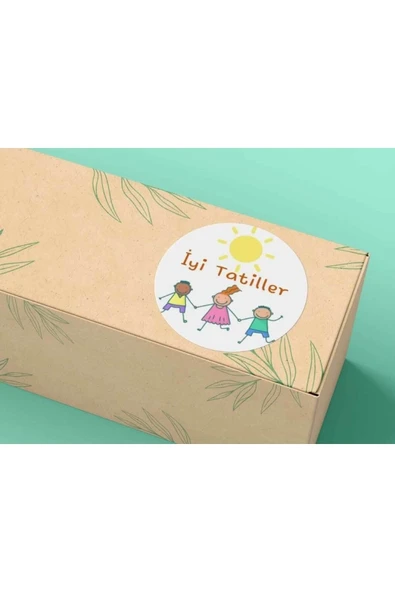 İyi Tatiller Yaz Tatili Etiketi Okul Karne Çocuklar Mat Estate Sticker 4 Cm (40 ADET) ürün görseli 1