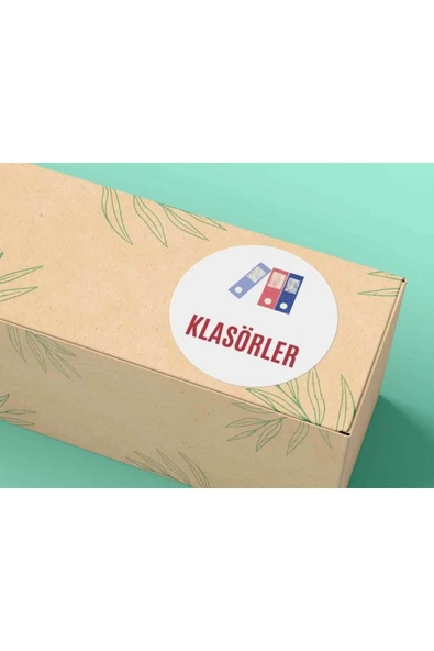 Okul Serisi Klasörler Yazılı Etiket Yuvarlak Sticker Mat Etiket 4 Cm (40 Adet) ürün görseli 1