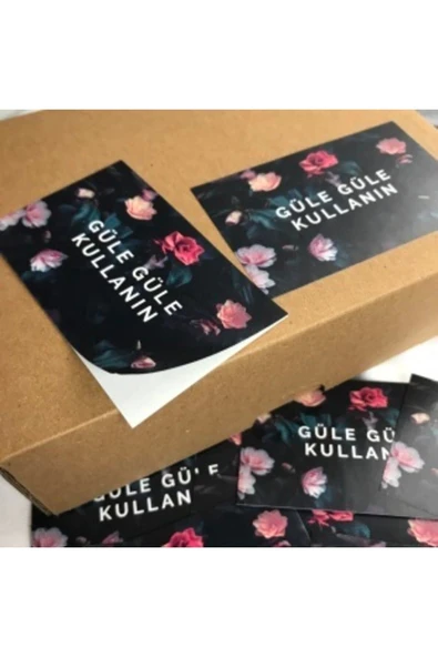 Güle Güle Kullanın Parlak Kuşe Selefonlu Yatay Etiket Wrapping Idea 8,1x5 Cm - (40 ADET) ürün görseli 1