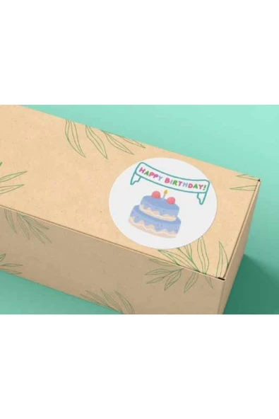 Happy Bırthday Stıcker Renkli Pasta Etiketi Yuvarlak Mat Stıcker Doğum Günü Serisi 4 Cm (40 Adet) ürün görseli 1