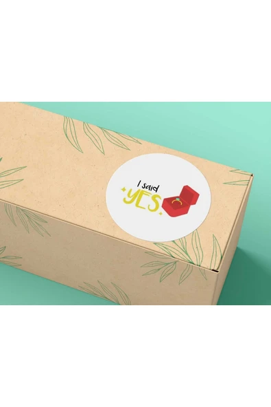 I Said Yes Etiketi Tektaş Mat Yuvarlak Sticker Wedding Ceremony 4 Cm (40 ADET) ürün görseli 1
