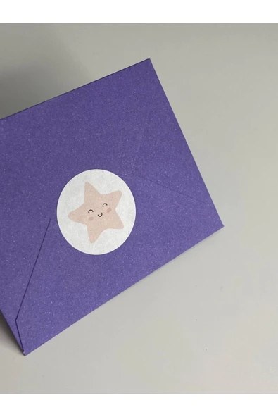 Pembe Gülücük Yıldız Etiketi Yuvarlak Mat Çıkartma Minik Yıldız Round Sticker 3 Cm (95 Adet) ürün görseli 1