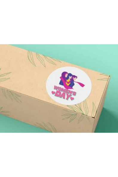 Women's Day Sticker 8 Mart Etiketi Yuvarlak Mat Çıkartma Round Sticker 4 Cm (40 Adet) ürün görseli 1