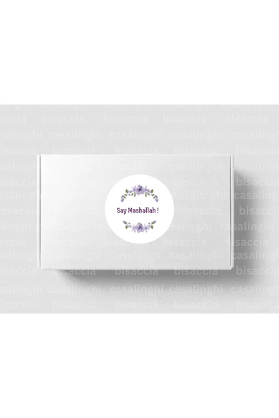 İngilizce Say Mashallah ! Etiketi Yuvarlak Mat Sticker Mor Maşallah De Nazar Değmesin 4 Cm (90 ADET) ürün görseli 1