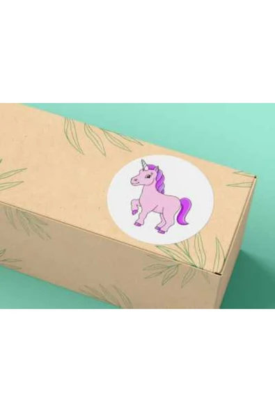 Unicorn Etiketi Yuvarlak Mat Çıkartma Çocuk Etiketleri Cute Round Sticker 4 Cm (40 Adet) ürün görseli 1