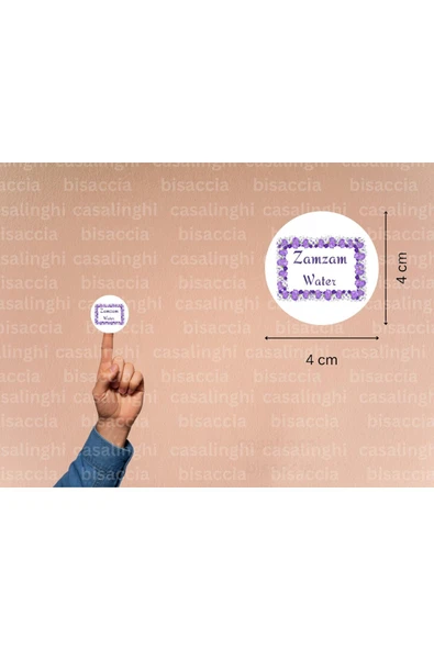 İngilizce Zemzem Suyu Hediyesi Etiketi Mor Yuvarlak Mat Sticker Zamzam Hajj Umre 4 Cm (45 Adet) ürün görseli 1