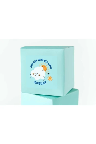3.5 Cm - (40 ADET) Her Gün Yeni Bir Umut Sevgiler Etiketi Mat Motive Tebrik Kutlama Mesajları Bulut ürün görseli 1