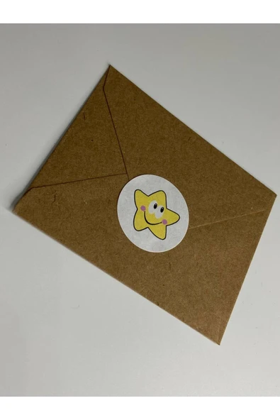 Sarı Gülen Yıldız Etiketi Yuvarlak Mat Çıkartma Minik Yıldız Round Sticker 3 Cm (95 Adet) ürün görseli 1