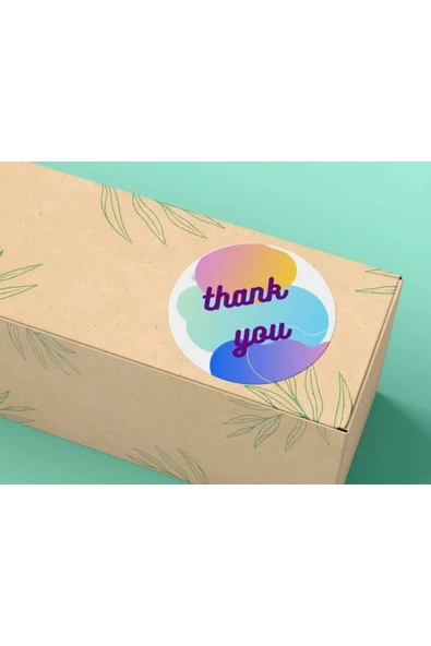 40 Adet - 4 Cm Renkli Thank You Sticker Yuvarlak Etiket Renk Cümbüşü ürün görseli 1