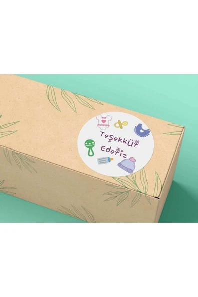 Bebek Temalı Teşekkür Ederiz Sticker Biberon Bebek Kıyafeti Baskılı Mat Etiket 4 Cm (40 ADET) ürün görseli 1