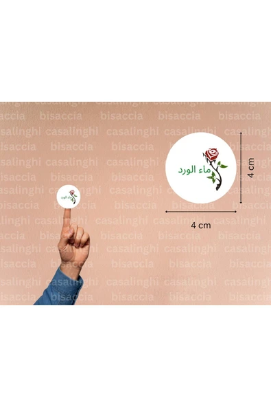 Arapça Gül Suyu Etiketi Yuvarlak Mat Çıkartma Hediyelik Kırmızı Gül Sticker 4 Cm (45 Adet) ürün görseli 1