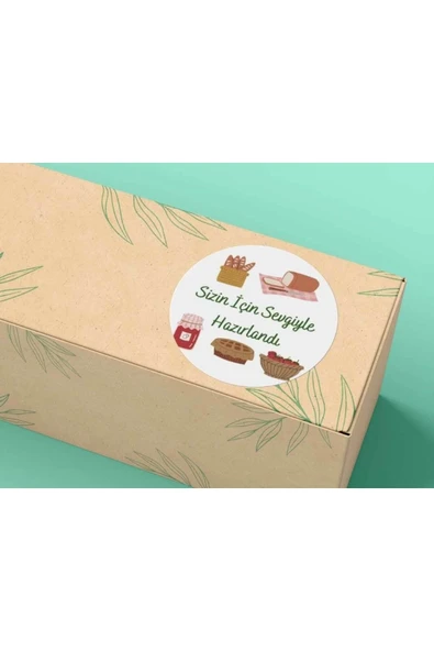 Sizin Için Sevgiyle Hazırlandı Sticker Fırın Pastane Teşekkür Etiketleri Serisi 4 Cm (40 Adet) ürün görseli 1