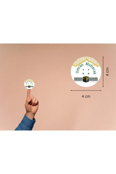 Umrah Mubarak Etiketleri Hediye Sticker Gift Umre Hajj Yuvarlak Mat Etiket 4 Cm (40 ADET) ürün görseli 1