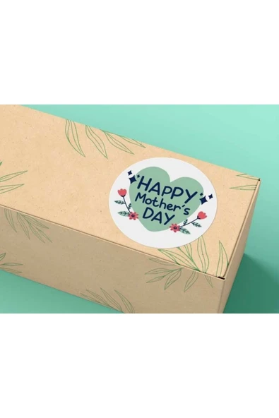 Happy Mother's Day Etiket Yuvarlak Mat Stıcker 4 Cm (40 ADET) ürün görseli 1