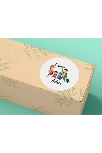 Canım Ailem Etiketi Yuvarlak Mat Sticker Sweetheart Family 4 cm (40 ADET) ürün görseli 1