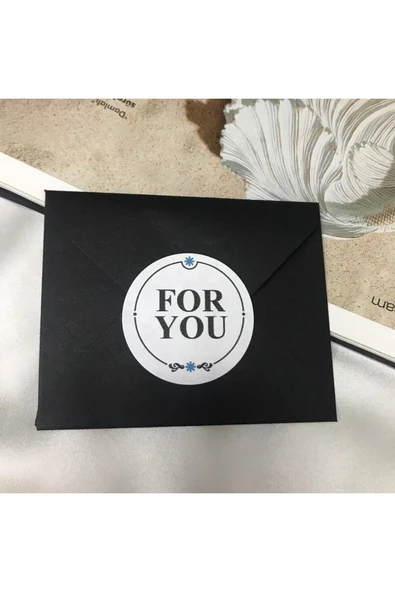 For You Etiketi Mavi Beyaz İngilizce Senin İçin Yuvarlak Mat Sticker 4 Cm - 40 Adet ürün görseli 1