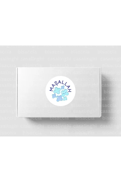 MAŞALLAH Etiketi Erkek Bebek Nazar Boncuğu Sevimli Yuvarlak Mat Sticker 3 Cm (95 Adet) ürün görseli 1