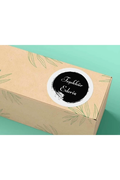 Siyah Teşekkür Ederiz Sticker Black Thank You Etiketi Nero 4 Cm (90 Adet) ürün görseli 1