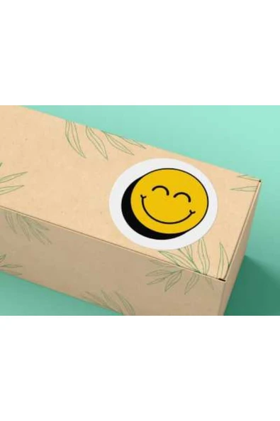 Gülücük Emoji Etiketi Yuvarlak Mat Smile Sticker 4 Cm (40 Adet) ürün görseli 1
