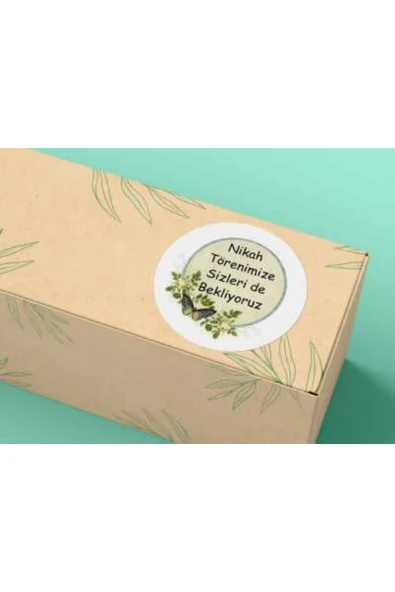 Nikah Törenimize Sizleride Bekliyoruz Çiçekli Mat Yuvarlak Sticker Wedding Ceremony 4 Cm (40 ADET) ürün görseli 1