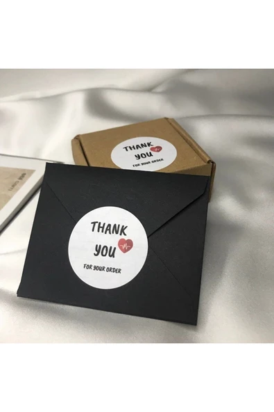 Thank You For Your Order Yuvarlak Etiket Küçük Kırmızı Kalp Cuore Amore Mat Sticker 4 cm - 100 Adet ürün görseli 1