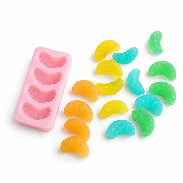1202 - Silikon Kalıp Mum Kalıbı - 4lü Mandalina Dilimleri ürün görseli 1