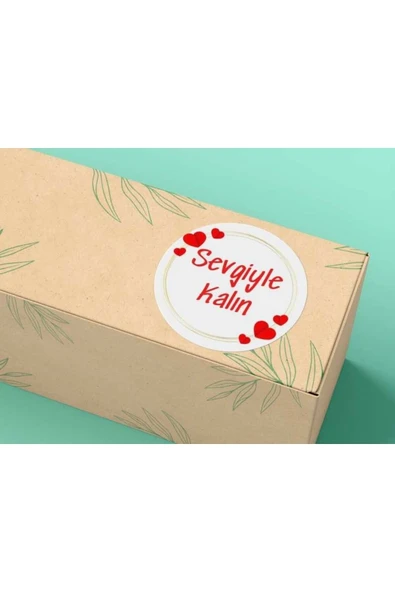 Kırmızı Kalp Sevgiyle Kalın Etiketi Yuvarlak Mat Stıcker 4 Cm (90 ADET) ürün görseli 1