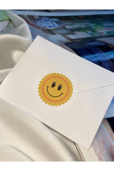 Gülücük Etiketi Yuvarlak Mat Çıkartma Round Smile Sticker 4 Cm (40 Adet) ürün görseli 1