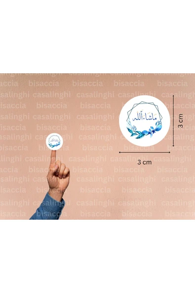 Arapça Mashallah Etiketi Yuvarlak Mat Sticker Maşallah Nazar Değmesin Bebek Mevlidi 3 Cm (95 Adet) ürün görseli 1