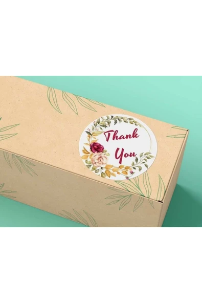 Thank You Etiket Sarımtırak Çelenk Mat Sticker Kraft Renkle Uyumlu 4 Cm - 40 Adet ürün görseli 1