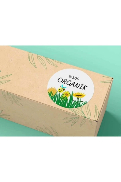 Organik Etiketi Renkli Papatya Desenli 4 Cm (40 Adet) ürün görseli 1