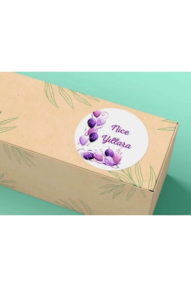 Yıldönümü Kutlama Mesajı Etiket Nice Yıllara Balonlar 4 Cm - 40 Adet ürün görseli 1