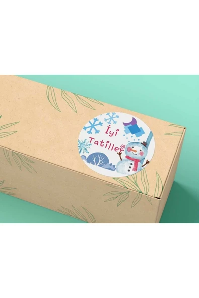Iyi Tatiller Kardan Adam Yuvarlak Mat Sticker Okul Serisi 4 Cm (40 Adet) ürün görseli 1