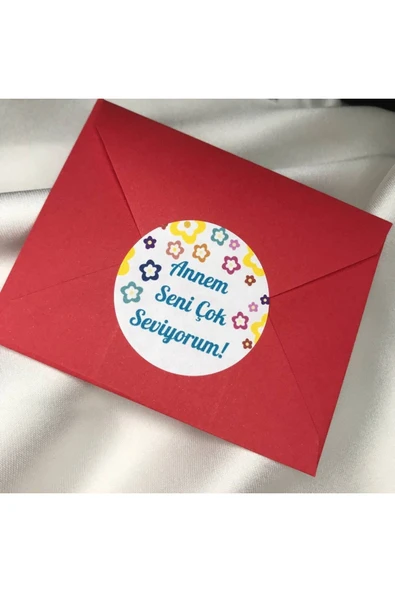 Annem Seni Çok Seviyorum Sticker Anneler Günü Etiket 4 Cm (40 Adet) ürün görseli 1