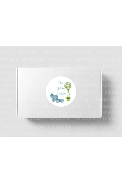 Hoş Geldin Bebeğim Etiketi Mavi Erkek Çocuk Yuvarlak Mat Çıkartma Cute Round Sticker 4 Cm (45 Adet) ürün görseli 1