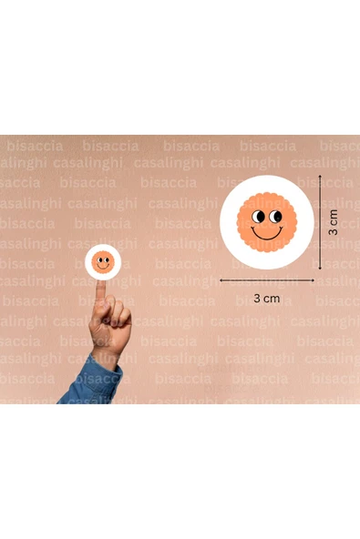 Turuncu Renkli Gülen Yüz Etiketleri Sevimli Suratlar Yuvarlak Mat Sticker 3 Cm (95 Adet) ürün görseli 1