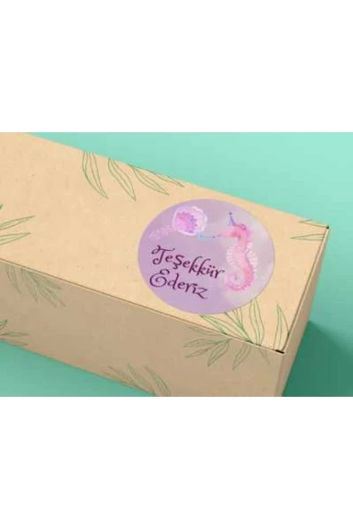 Pembe Teşekkür Ederiz Etiketi Sevimli Sticker Yuvarlak Mat Sticker 4 Cm (40 ADET) ürün görseli 1