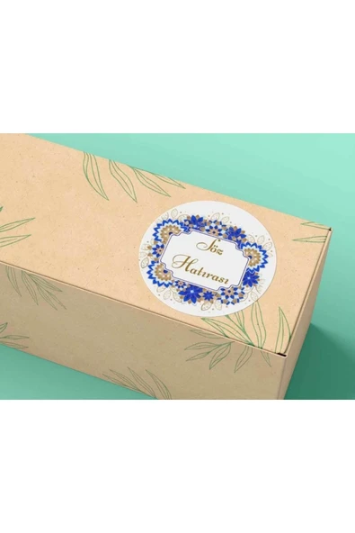 Söz Hatırası Etiketi Mavi Düğün Nişan Kına Etiketleri Serisi Mat Round Sticker 4 Cm (40 ADET) ürün görseli 1