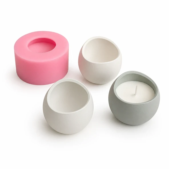 1168 - Silikon Kalıp Mum Kalıbı - Oval Mum Kabı ürün görseli 1
