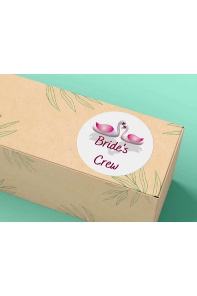 Bride's Crew Etiketi Mat Yuvarlak Sticker Düğün Serisi 4 Cm (40 ADET) ürün görseli 1