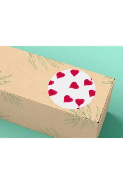 Kırmızı Kalpler Aşk Etiketi Yuvarlak Mat Çıkartma Valentine's Day Round Sticker 4 Cm (40 Adet) ürün görseli 1