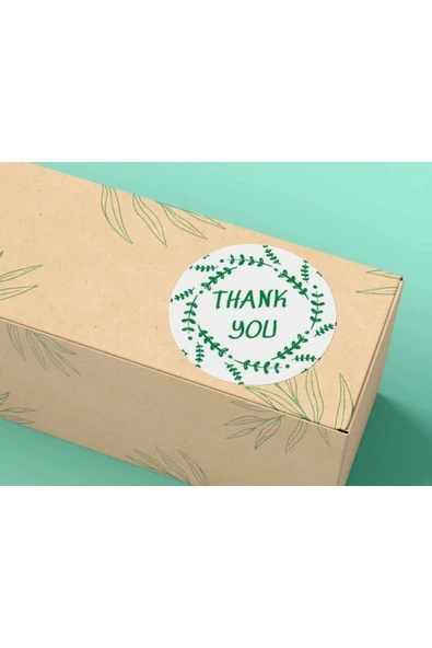 Yeşil Thank You Mat Etiket Nazik Çelenk Dönmeler Verde Foglie Yapraklar 4 Cm - 40 Adet ürün görseli 1