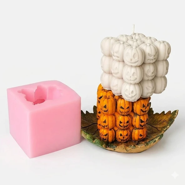 1210 - Silikon Kalıp Mum Kalıbı - Bubble Kabak Halloween ürün görseli 1
