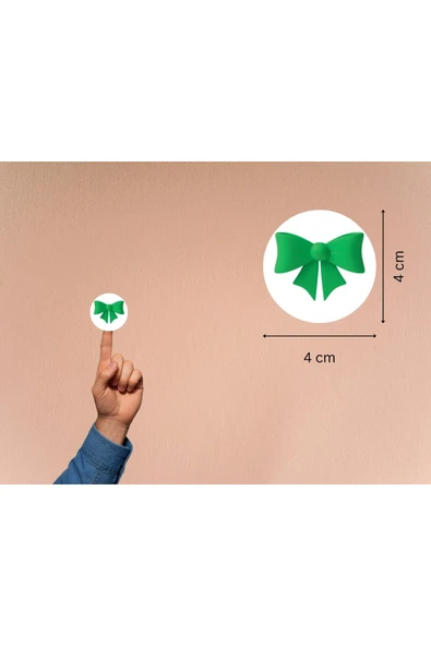 Yeşil Fiyonk Baskılı Etiket Yuvarlak Mat Çıkartma Round Sticker 4 Cm (45 ADET) ürün görseli 1