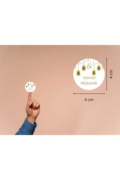 Umrah Mubarak Etiketi Hediye Sticker Gift Umre Hajj Yuvarlak Mat Etiket 4 Cm (40 ADET) ürün görseli 1