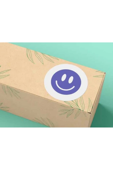 Mor Gülücük Surat Yuvarlak Mat Çıkartma Round Smile Sticker 4 Cm (40 Adet) ürün görseli 1