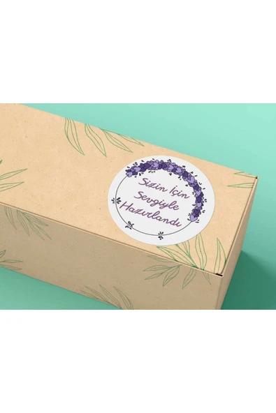 Sizin Için Sevgiyle Hazırlandı Etiket Mat Sticker Lovingly Prepared For You 4 cm 100 Adet ürün görseli 1